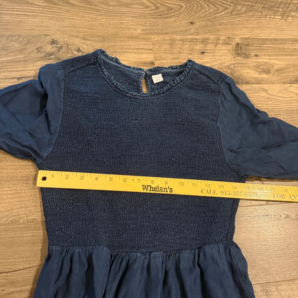 Old Navy Womens Medium Blue Smocked Long Sleeve Tiered Lyocell Midi Dress - Picture 6 of 11